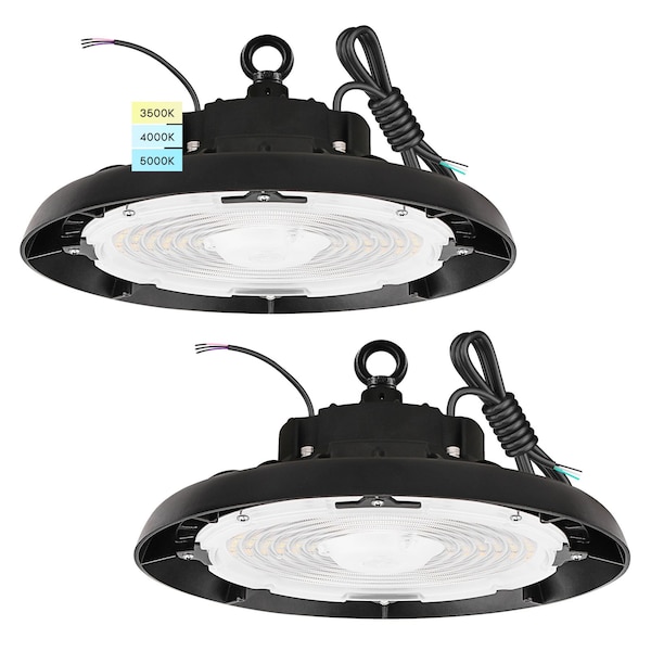 Luxrite UFO High Bay LED Shop Light 100/120/150W Up to 22500LM 3CCT 5FT Cable Surge Protected IP65 UL, 2PK LR41520-2PK - main
